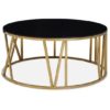 Allina Round Black Glass Coffee Tables With Gold Steel Frame
