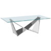 Alluras Clear Glass Coffee Table With Silver Wing Base