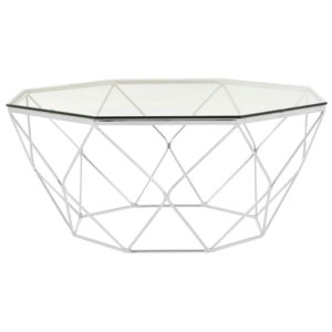 Alluras Coffee Table In Chrome With Tempered Glass Top