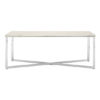 Alluras Coffee Table In Chrome With White Faux Marble Top