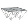 Alluras Glass Small Coffee Table With Silver Spike Triangles