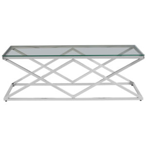 Alluras Clear Glass Coffee Table With Silver Frame