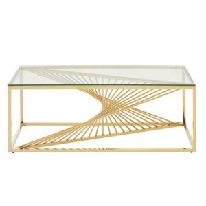 Amelia Clear Glass Coffee Table With Gold Metal Base