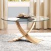 Anfossi Round Clear Glass Coffee Table With Oak Legs