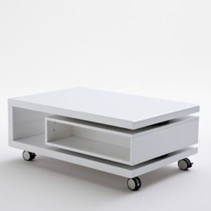 Angela Coffee Table High Gloss White With Pull Out Drawer