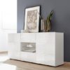 Ardent Sideboard In White High Gloss With 2 Doors And LED