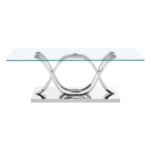 Armanda Glass Coffee Table With Curved Stainless Steel Base