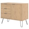 Avoch Wooden Sideboard In Waxed Pine With 1 Door 3 Drawers