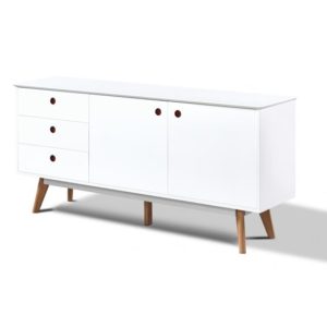 Benecia Wooden Sideboard With 2 Doors And 3 Drawers In White