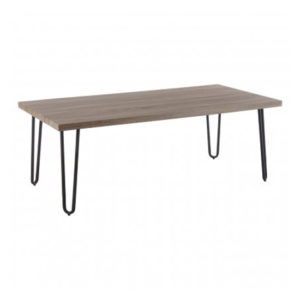 Boroh Wooden Coffee Table With Black Metal Legs In Natural