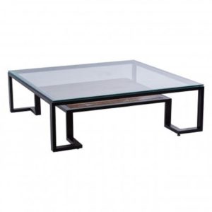 Ciao Clear Glass Coffee Table With Black Metal Frame