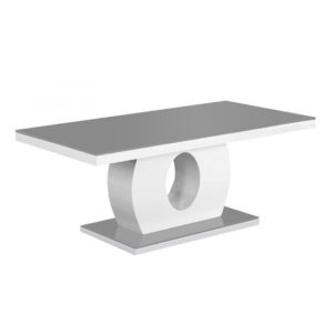 Eira Grey Glass Coffee Table Rectangular With White Gloss Base