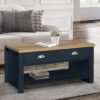 Highgate Wooden Coffee Table With 2 Drawers In Blue And Oak