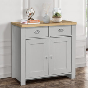 Highland Wooden Sideboard With 2 Door 2 Drawer In Grey And Oak