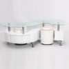 Kalida Glass Coffee Table In White High Gloss With 2 Stools