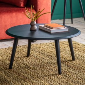 Maddux Round Wooden Coffee Table In Black