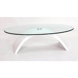 Malisha Fibre Glass Coffee Table With High Gloss White Base