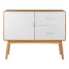 Maloga Wooden Sideboard With 1 Door 2 Drawers In White And Oak