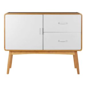 Maloga Wooden Sideboard With 1 Door 2 Drawers In White And Oak
