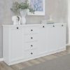 Median Wooden Sideboard Large In White With 4 Doors