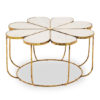 Mekbuda Petal White Marble Top Coffee Table With Gold Frame