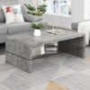 Momo Coffee Table In Concrete Effect With Glass Undershelf