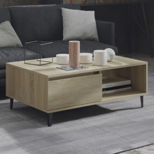 Naava Wooden Coffee Table With 1 Door In Sonoma Oak