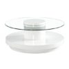 Nacala Round Glass Coffee Table With White High Gloss Base