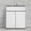 Nakou 2 Door 1 Drawer Sideboard In Concrete And White High Gloss