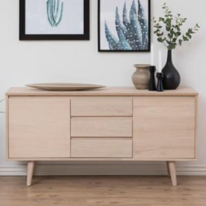 Nephi Wooden Sideboard With 2 Doors 3 Drawers In White Oak