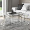 Ongar Grande Glass Coffee Table Set With Stainless Steel Base