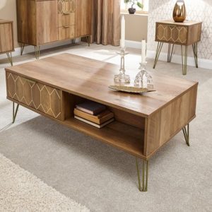 Ormskirk Coffee Table In Mango Wood Effect With 2 Drawer
