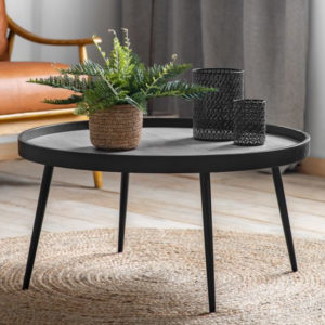 Parham Wooden Coffee Table With Black Metal Frame In Natural
