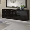 Regal Sideboard In Black With High Gloss Lacquer And 3 Doors