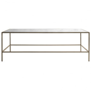 Custer Clear Glass Coffee Table With Champagne Metal Frame
