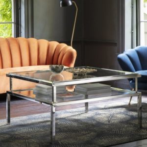 Laredo Clear Glass Top Coffee Table In Silver Metal Frame