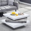 Samora High Gloss Coffee Table In White And Concrete Effect