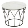 Shalom Round White Marble Top Coffee Table With Black Frame
