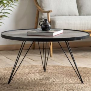 Oregon Wooden Coffee Table In Natural With Black Metal Frame