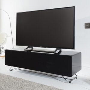 Chroma High Gloss TV Stand With Steel Frame In Black