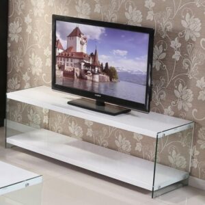 Maik White High Gloss TV Stand With Glass Frame