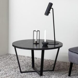 Altoona Wooden Coffee Table Round In Black Marble Effect