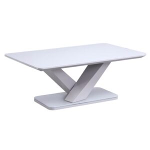 Raffle Glass Coffee Table With Steel Base In Matt Light Grey