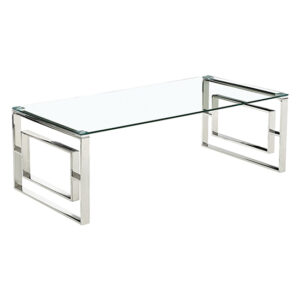 Maxon Clear Glass Coffee Table With Silver Metal Frame