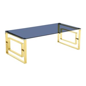 Maxon Grey Glass Coffee Table With Gold Metal Frame