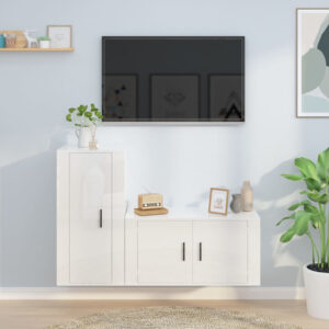 Avery High Gloss Entertainment Unit Wall Hung In White