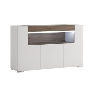 Tartu High Gloss Sideboard 3 Doors With White With LED