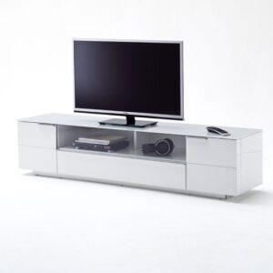 Canberra LCD TV Stand In Glass Top And White Gloss With 2 Door