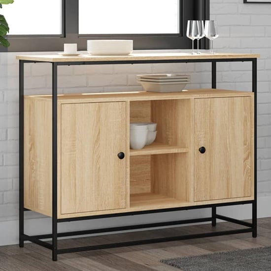 Lecco Wooden Sideboard Large With 2 Doors In Sonoma Oak