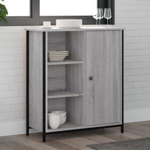 Lecco Wooden Sideboard With 1 Door 2 Shelves In Grey Sonoma Oak